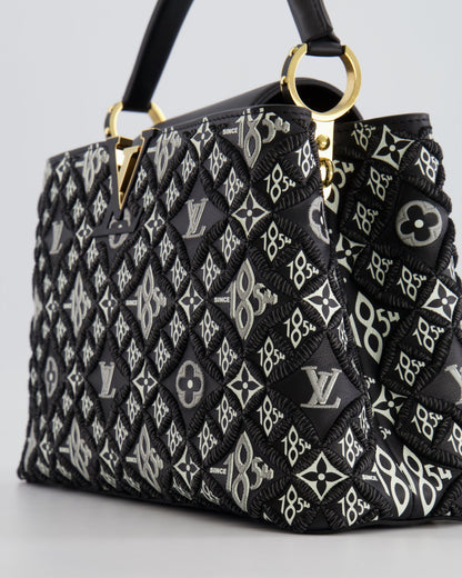 Louis Vuitton Limited Edition Since 1854 Monogram Capucines MM Bag in Black Calfskin and Embroideries with Gold Hardware