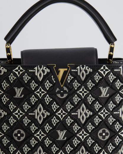 Louis Vuitton Limited Edition Since 1854 Monogram Capucines MM Bag in Black Calfskin and Embroideries with Gold Hardware