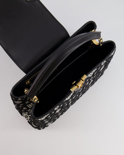 Louis Vuitton Limited Edition Since 1854 Monogram Capucines MM Bag in Black Calfskin and Embroideries with Gold Hardware