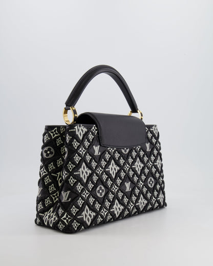 Louis Vuitton Limited Edition Since 1854 Monogram Capucines MM Bag in Black Calfskin and Embroideries with Gold Hardware