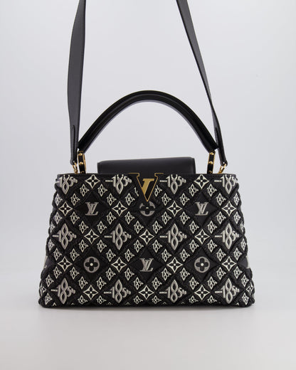 Louis Vuitton Limited Edition Since 1854 Monogram Capucines MM Bag in Black Calfskin and Embroideries with Gold Hardware