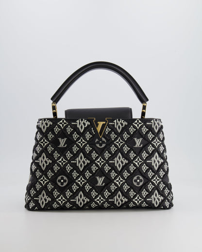 Louis Vuitton Limited Edition Since 1854 Monogram Capucines MM Bag in Black Calfskin and Embroideries with Gold Hardware