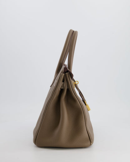 Hermès Birkin 30cm Retourne in Etoupe Togo Leather with Gold Hardware
