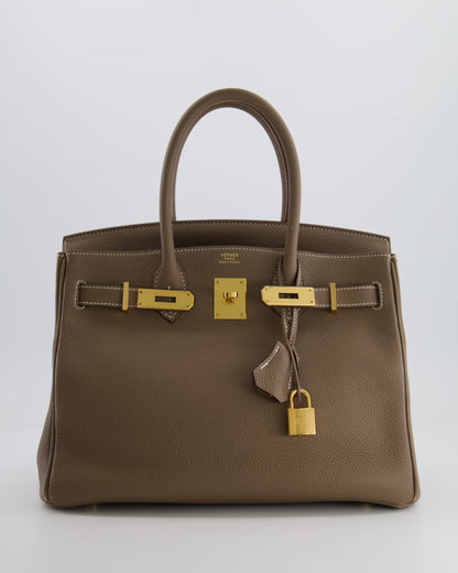 Hermès Birkin 30cm Retourne in Etoupe Togo Leather with Gold Hardware