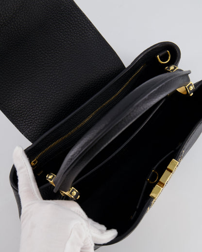 Louis Vuitton Capucines MM Bag in Black Leather and Beige Python Leather with Gold Hardware