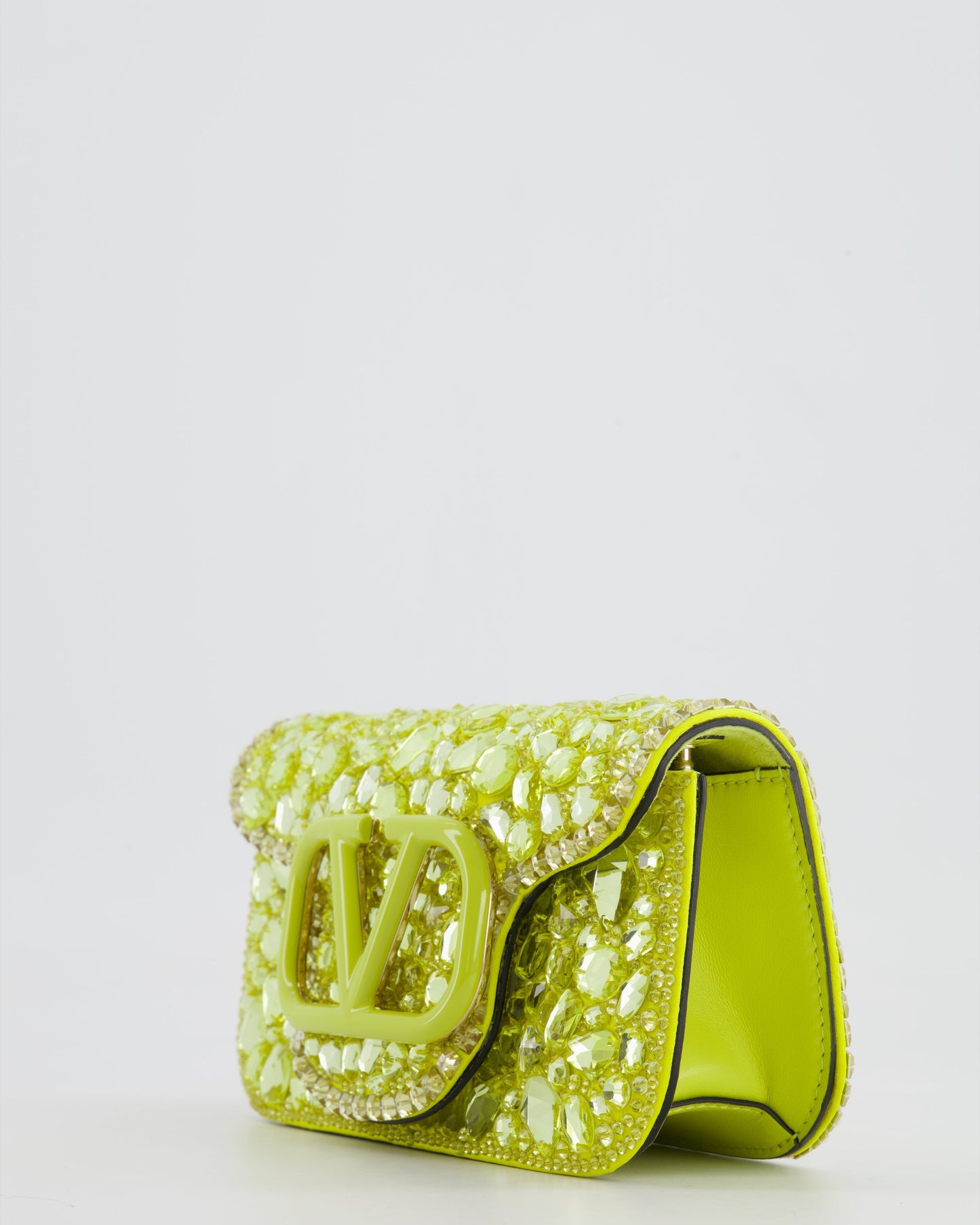 *HOT* Valentino Lime Small Loco Bag with Crystal Embellishments and Silver Hardware RRP £3,250