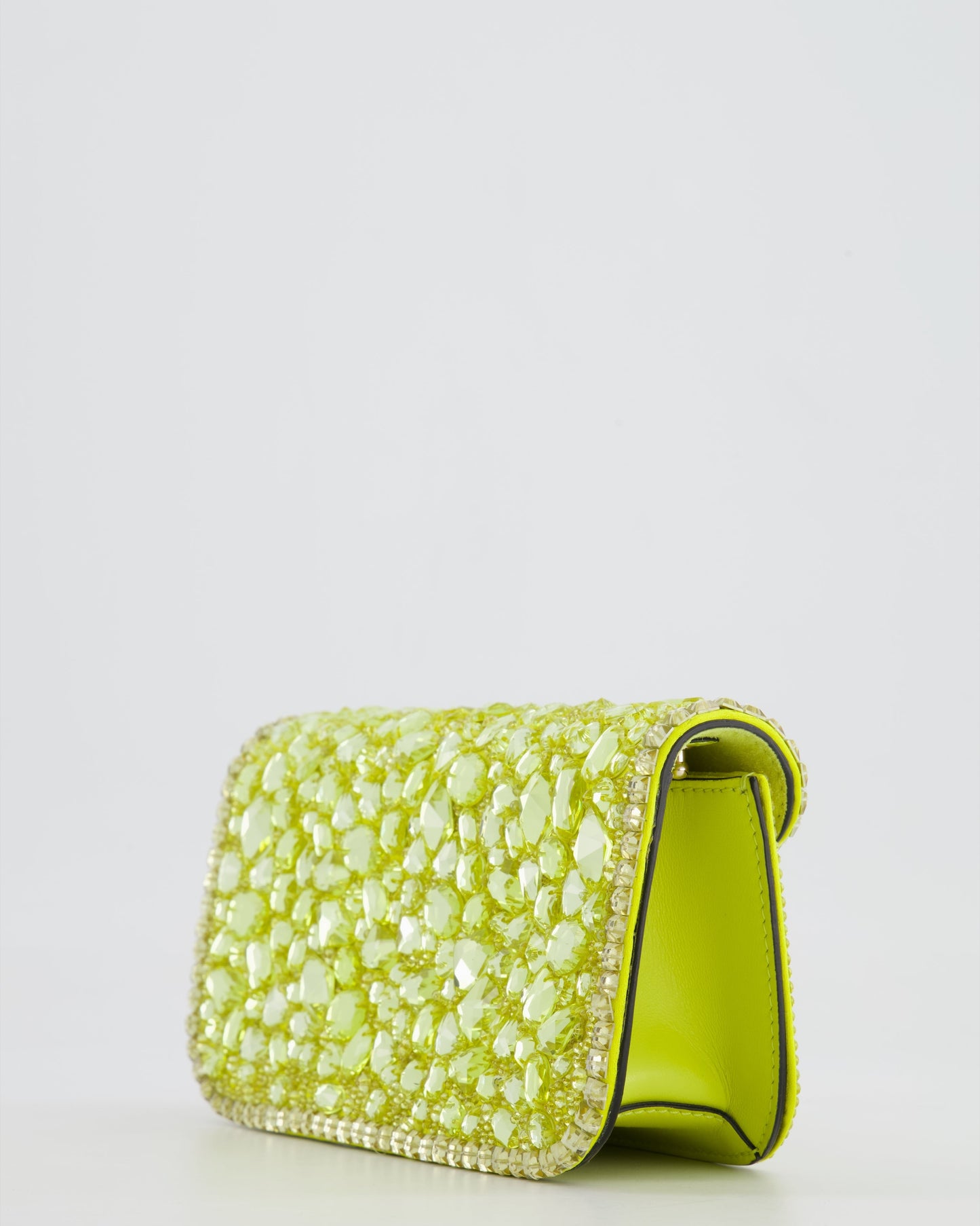 *HOT* Valentino Lime Small Loco Bag with Crystal Embellishments and Silver Hardware RRP £3,250