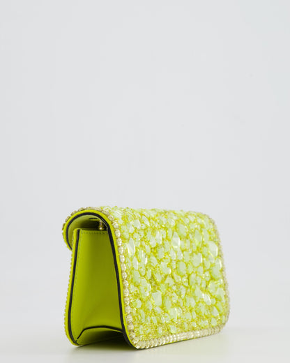 *HOT* Valentino Lime Small Loco Bag with Crystal Embellishments and Silver Hardware RRP £3,250