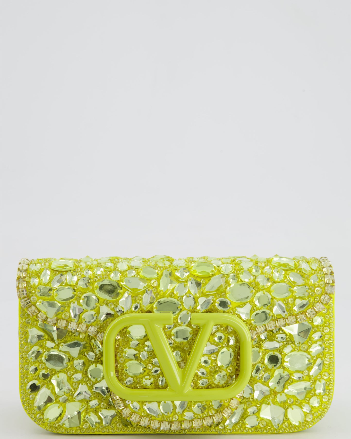 *HOT* Valentino Lime Small Loco Bag with Crystal Embellishments and Silver Hardware RRP £3,250