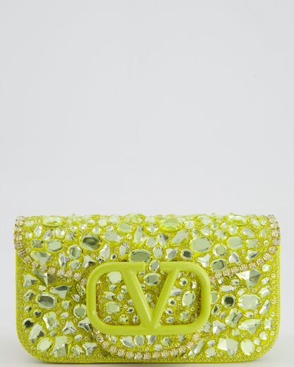 *HOT* Valentino Lime Small Loco Bag with Crystal Embellishments and Silver Hardware RRP £3,250