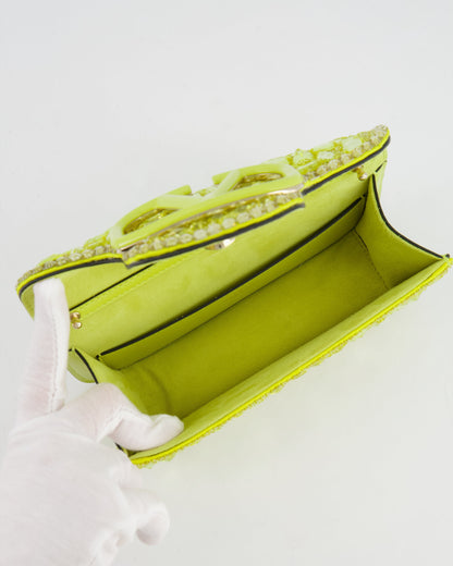 *HOT* Valentino Lime Small Loco Bag with Crystal Embellishments and Silver Hardware RRP £3,250