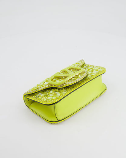 *HOT* Valentino Lime Small Loco Bag with Crystal Embellishments and Silver Hardware RRP £3,250