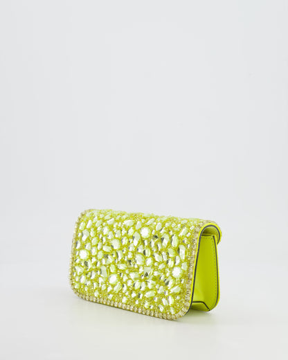*HOT* Valentino Lime Small Loco Bag with Crystal Embellishments and Silver Hardware RRP £3,250