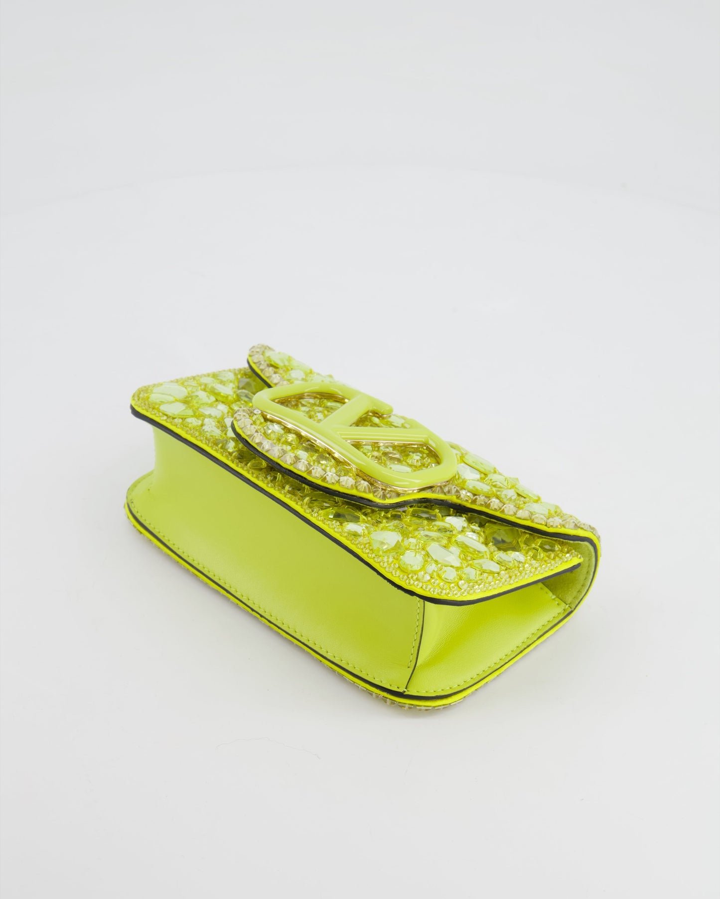 *HOT* Valentino Lime Small Loco Bag with Crystal Embellishments and Silver Hardware RRP £3,250