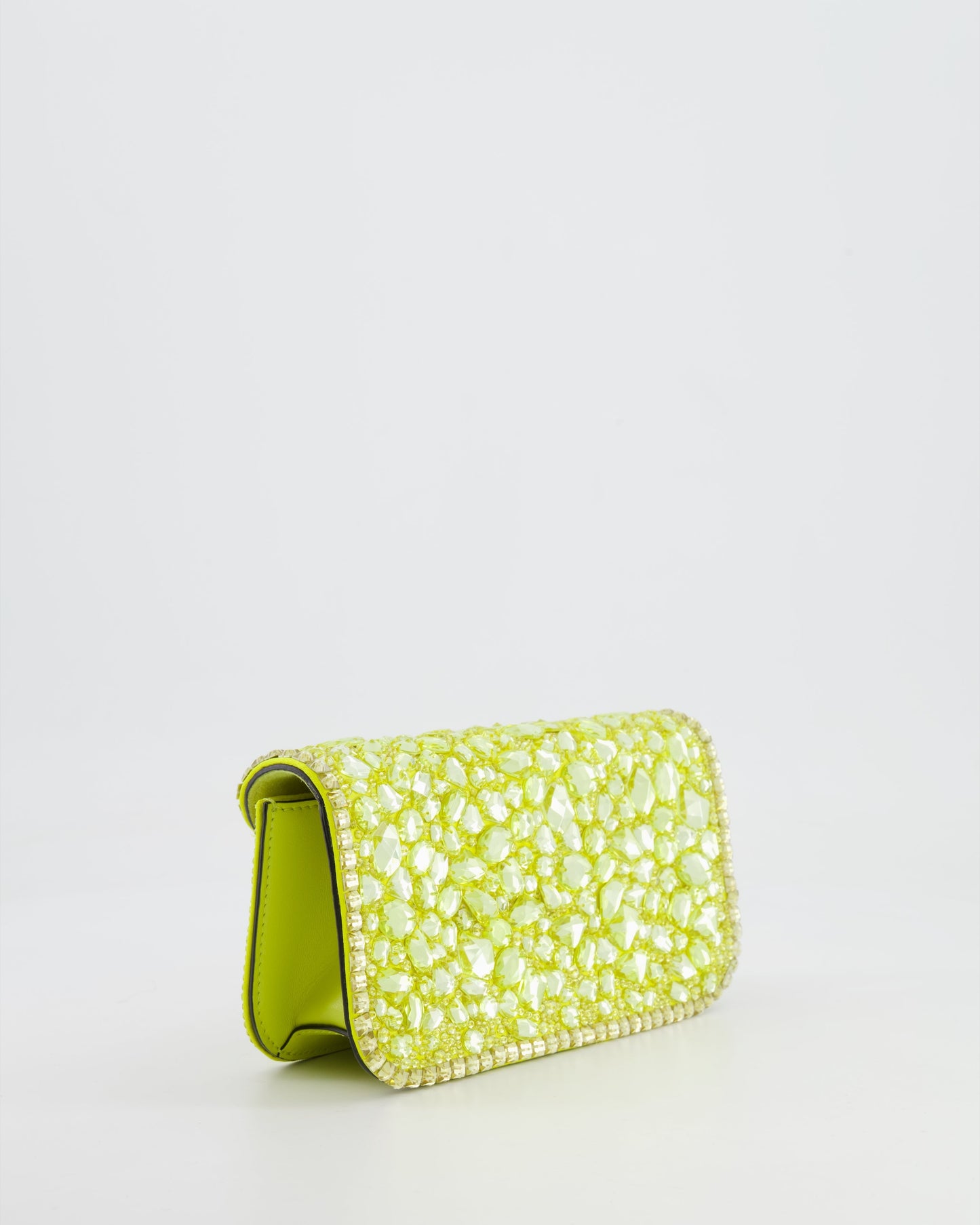*HOT* Valentino Lime Small Loco Bag with Crystal Embellishments and Silver Hardware RRP £3,250
