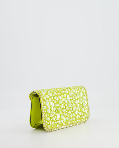 *HOT* Valentino Lime Small Loco Bag with Crystal Embellishments and Silver Hardware RRP £3,250