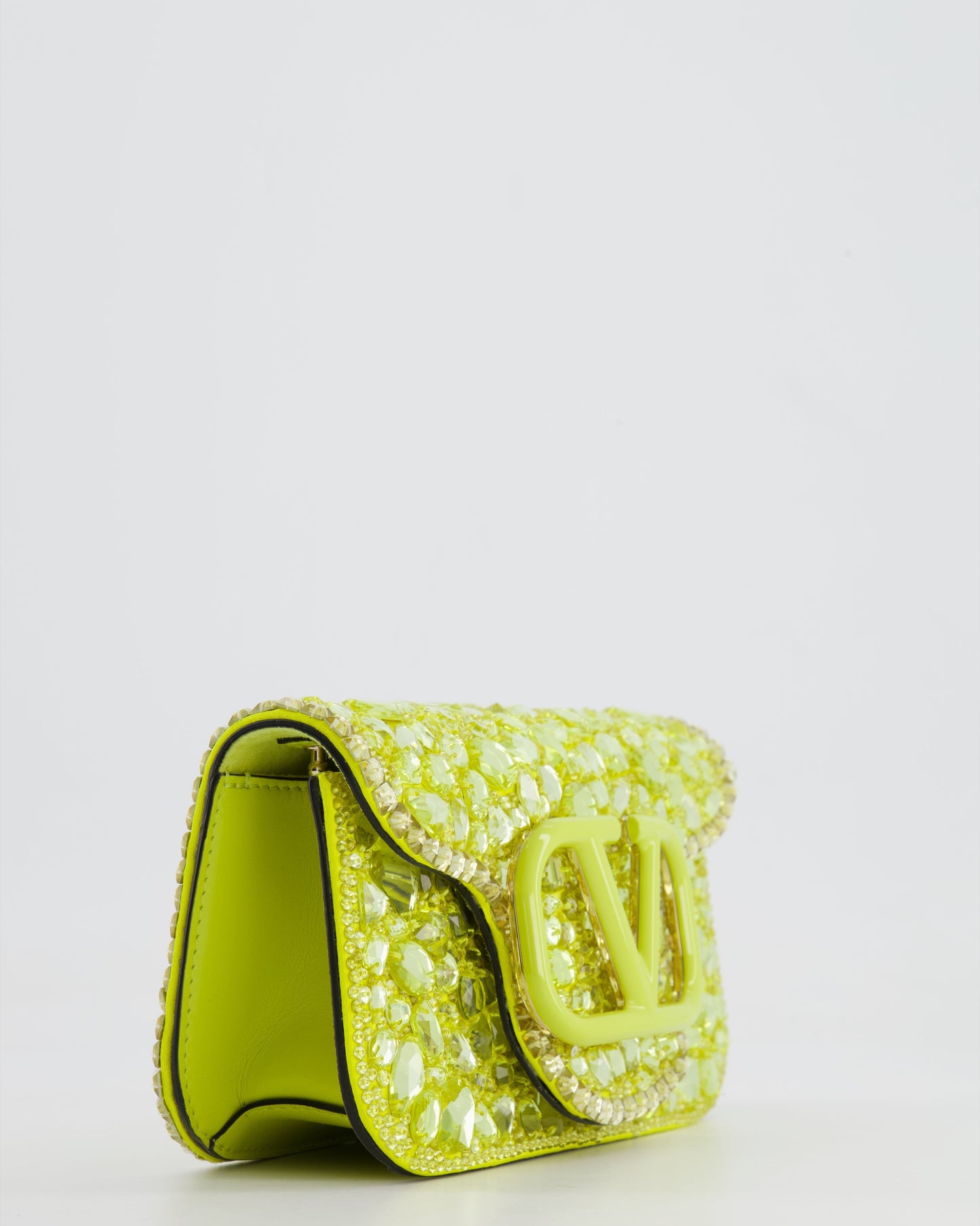 *HOT* Valentino Lime Small Loco Bag with Crystal Embellishments and Silver Hardware RRP £3,250