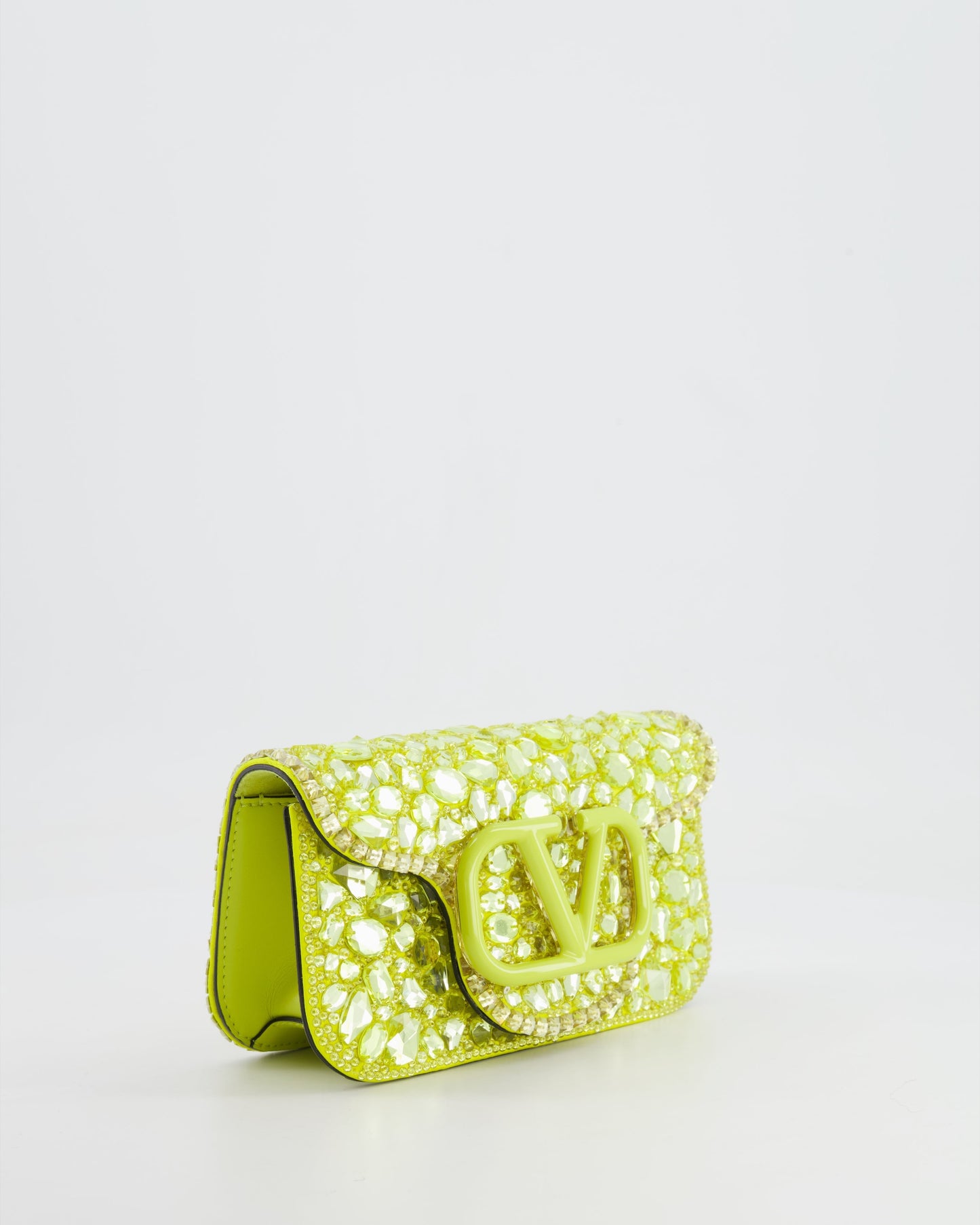 *HOT* Valentino Lime Small Loco Bag with Crystal Embellishments and Silver Hardware RRP £3,250