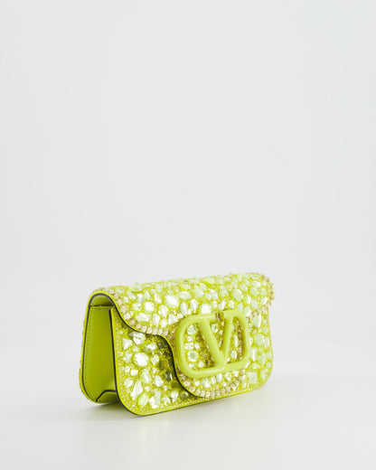*HOT* Valentino Lime Small Loco Bag with Crystal Embellishments and Silver Hardware RRP £3,250