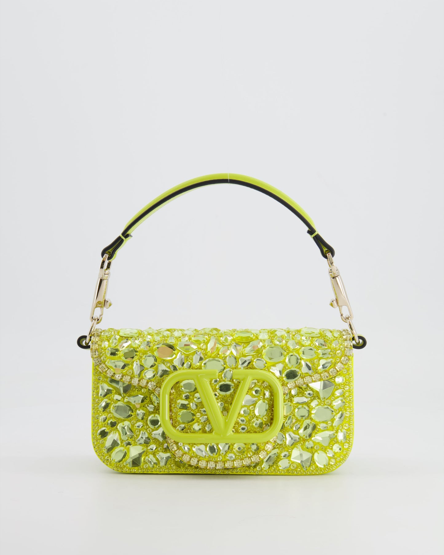 *HOT* Valentino Lime Small Loco Bag with Crystal Embellishments and Silver Hardware RRP £3,250