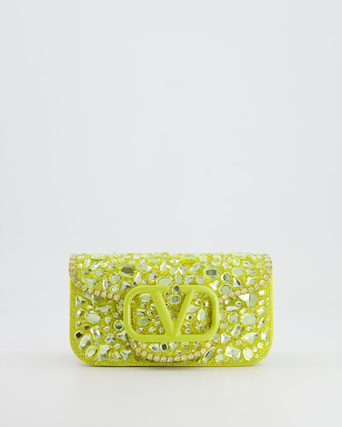 *HOT* Valentino Lime Small Loco Bag with Crystal Embellishments and Silver Hardware RRP £3,250