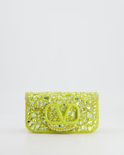 *HOT* Valentino Lime Small Loco Bag with Crystal Embellishments and Silver Hardware RRP £3,250