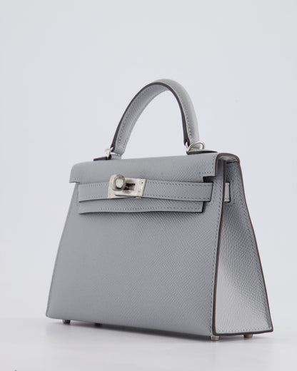 *HOT* Hermès Mini Kelly II 20cm Bag In Bleu Glacier Epsom Leather with Palladium Hardware