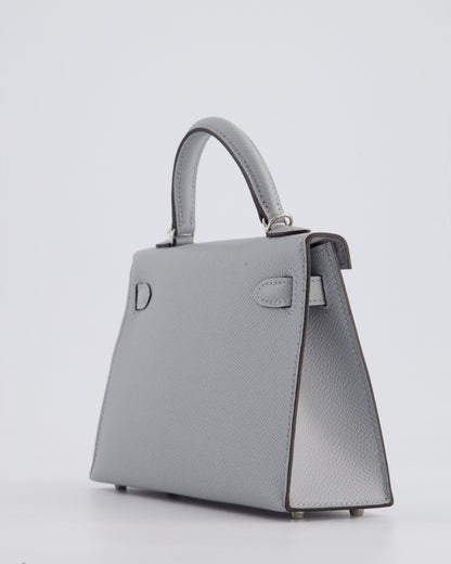 *HOT* Hermès Mini Kelly II 20cm Bag In Bleu Glacier Epsom Leather with Palladium Hardware
