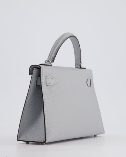 *HOT* Hermès Mini Kelly II 20cm Bag In Bleu Glacier Epsom Leather with Palladium Hardware