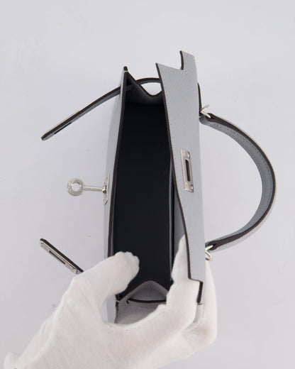 *HOT* Hermès Mini Kelly II 20cm Bag In Bleu Glacier Epsom Leather with Palladium Hardware