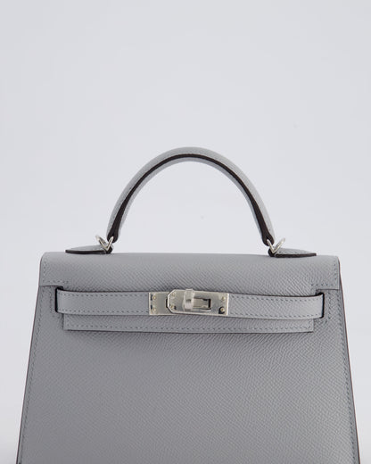 *HOT* Hermès Mini Kelly II 20cm Bag In Bleu Glacier Epsom Leather with Palladium Hardware