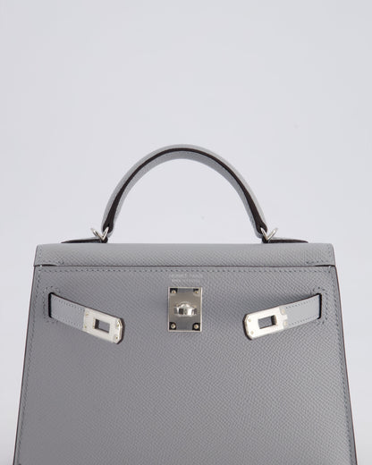 *HOT* Hermès Mini Kelly II 20cm Bag In Bleu Glacier Epsom Leather with Palladium Hardware