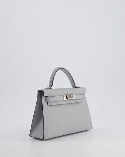 *HOT* Hermès Mini Kelly II 20cm Bag In Bleu Glacier Epsom Leather with Palladium Hardware