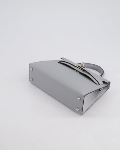 *HOT* Hermès Mini Kelly II 20cm Bag In Bleu Glacier Epsom Leather with Palladium Hardware