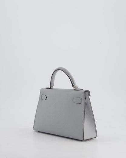 *HOT* Hermès Mini Kelly II 20cm Bag In Bleu Glacier Epsom Leather with Palladium Hardware