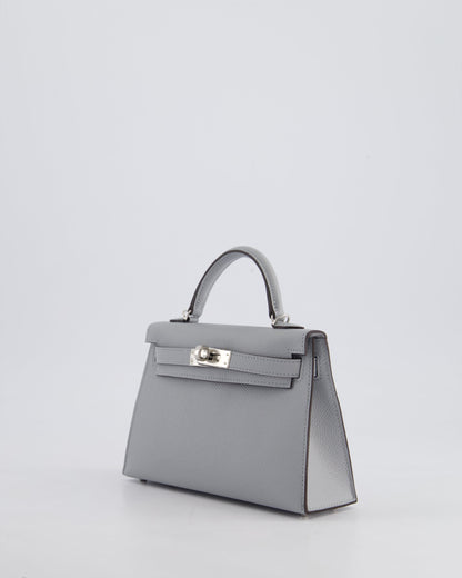 *HOT* Hermès Mini Kelly II 20cm Bag In Bleu Glacier Epsom Leather with Palladium Hardware