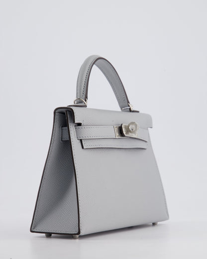 *HOT* Hermès Mini Kelly II 20cm Bag In Bleu Glacier Epsom Leather with Palladium Hardware