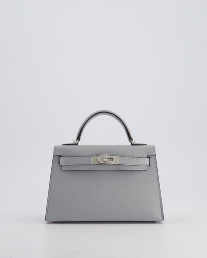 *HOT* Hermès Mini Kelly II 20cm Bag In Bleu Glacier Epsom Leather with Palladium Hardware