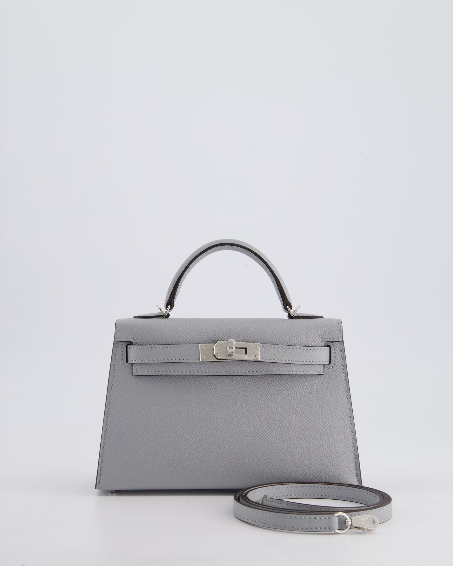 *HOT* Hermès Mini Kelly II 20cm Bag In Bleu Glacier Epsom Leather with Palladium Hardware
