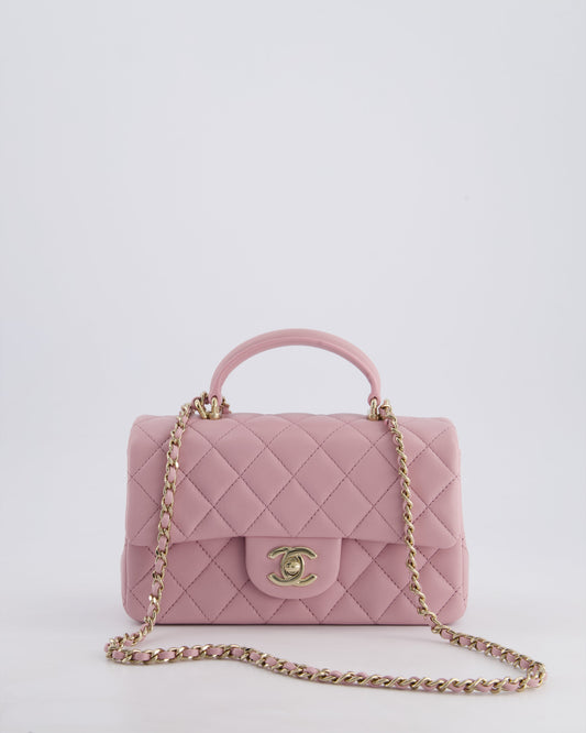 *HOT* Chanel Lilac Mini Rectangular Single Flap Bag in Lambskin Leather with Champagne Gold Hardware