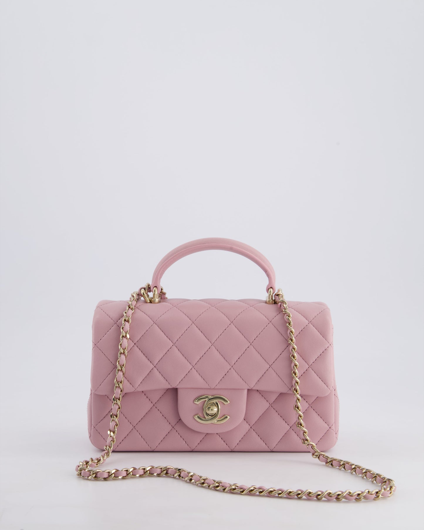 *HOT* Chanel Lilac Mini Rectangular Single Flap Bag in Lambskin Leather with Champagne Gold Hardware