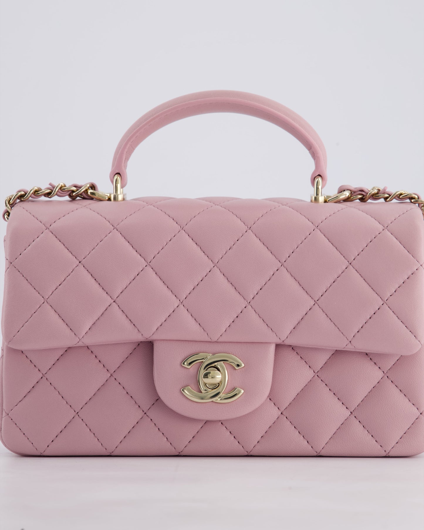 *HOT* Chanel Lilac Mini Rectangular Single Flap Bag in Lambskin Leather with Champagne Gold Hardware