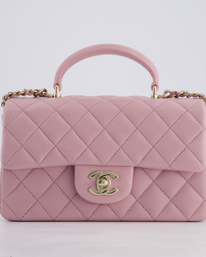 *HOT* Chanel Lilac Mini Rectangular Single Flap Bag in Lambskin Leather with Champagne Gold Hardware