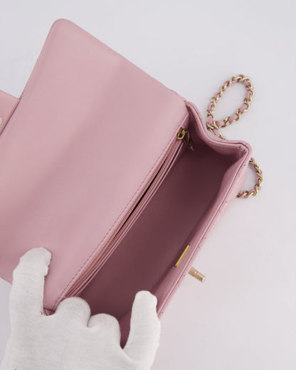 *HOT* Chanel Lilac Mini Rectangular Single Flap Bag in Lambskin Leather with Champagne Gold Hardware