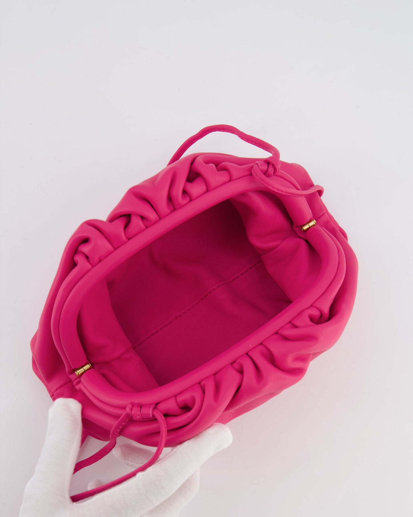 Bottega Veneta Hot Pink Leather Mini Crossbody Pouch Bag