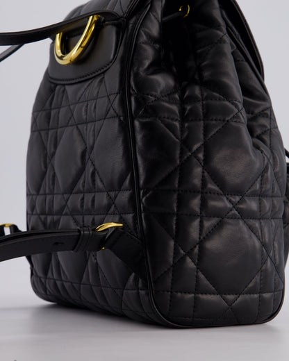Christian Dior Medium Caro Black Macrocannage Lambskin Backpack with Gold Hardware RRP £3,050