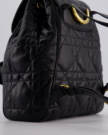 Christian Dior Medium Caro Black Macrocannage Lambskin Backpack with Gold Hardware RRP £3,050