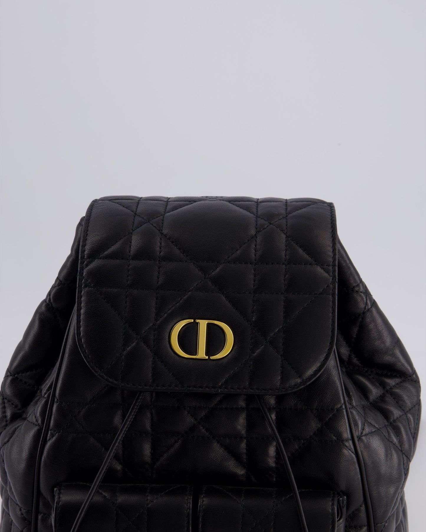 Christian Dior Medium Caro Black Macrocannage Lambskin Backpack with Gold Hardware RRP £3,050