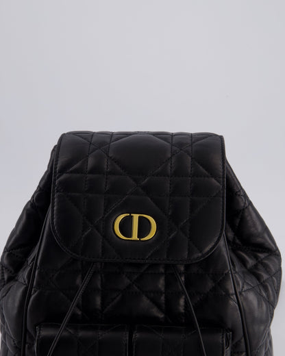 Christian Dior Medium Caro Black Macrocannage Lambskin Backpack with Gold Hardware RRP £3,050