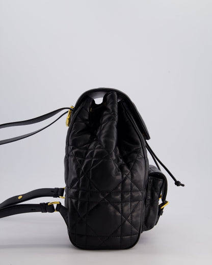 Christian Dior Medium Caro Black Macrocannage Lambskin Backpack with Gold Hardware RRP £3,050